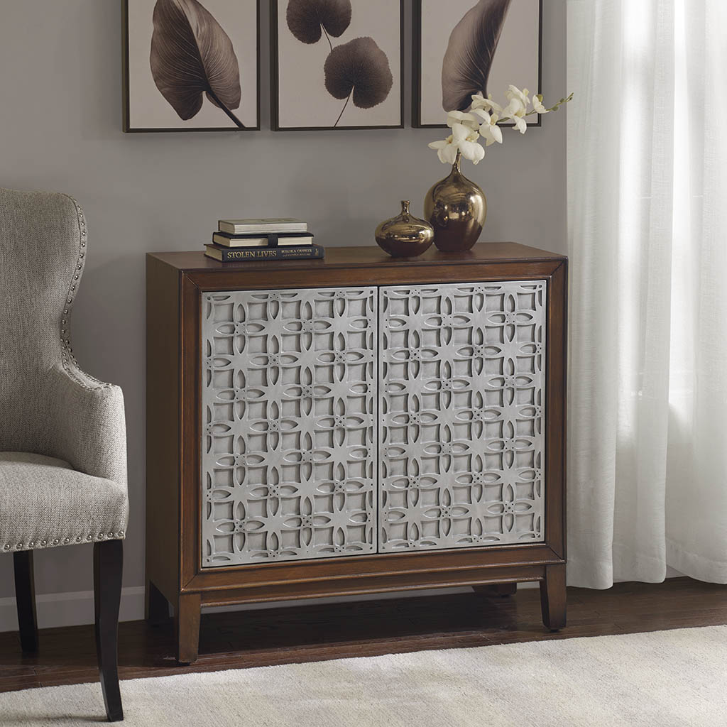 

Madison Park - Jolie 2 Door Cabinet - Brown/Antique Silver - See below