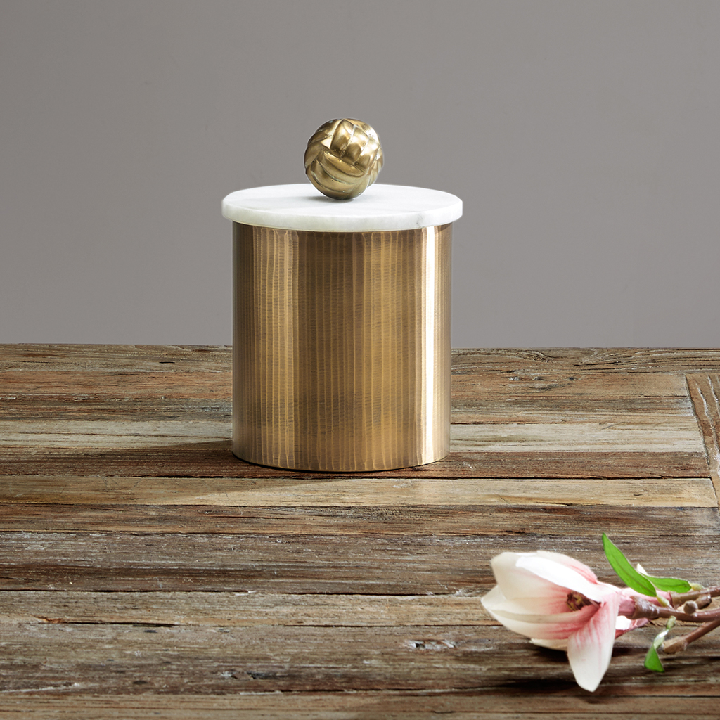 

Madison Park - Kayden Canister with Marble Top - Brass - Medium