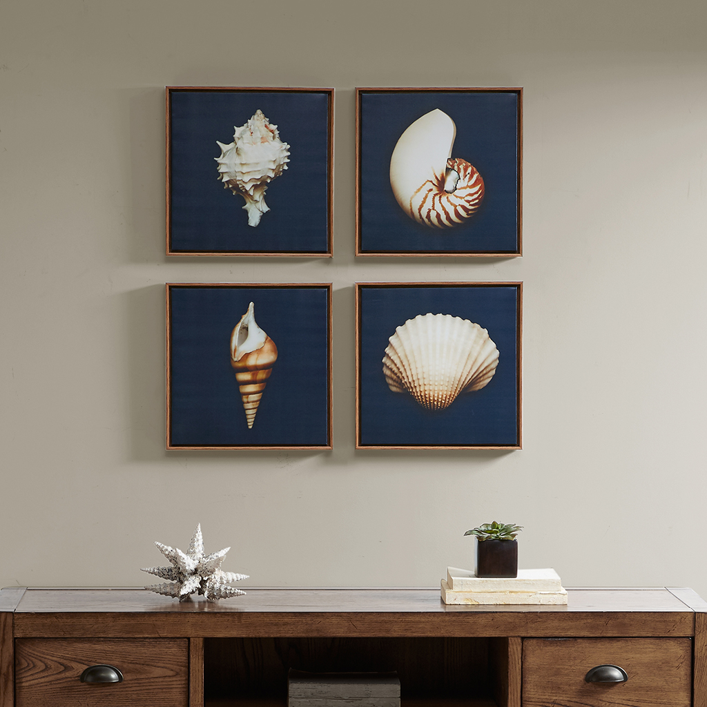 

Madison Park - Ocean Blue Framed Canvas 4 Piece Set - Blue - See below