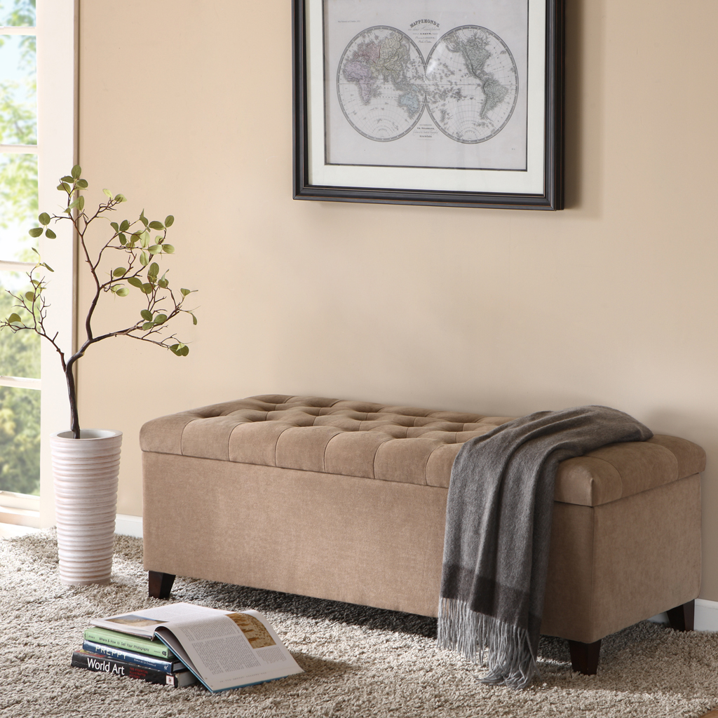 

Madison Park - Shandra Tufted Top Storage Bench - Sand - See below