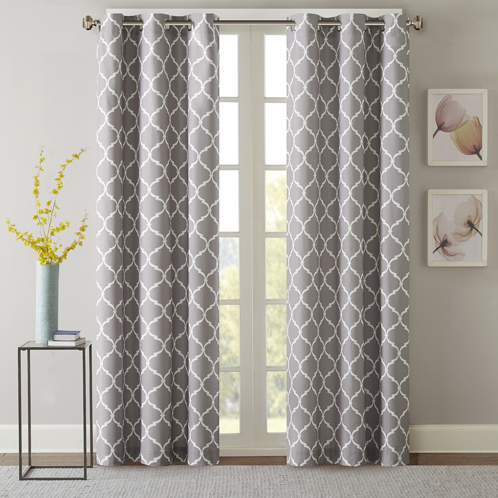 

Home Essence - Ogee Ogee Foamback Window Curtain Pair - Grey - 84" Panel