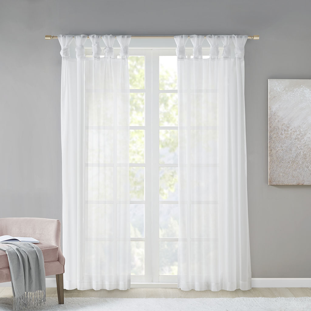 

Madison Park - Ceres Twist Tab Voile Sheer Window Pair - White - 50x63