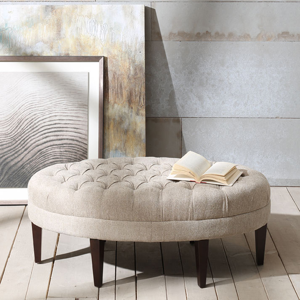 

Madison Park - Martin Surfboard Tufted Ottoman - Linen - See below