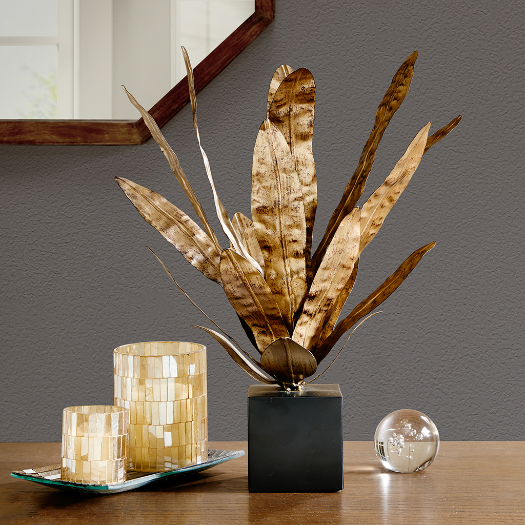 

Madison Park - Midas Iron Leaf Decor - Bronze - Large