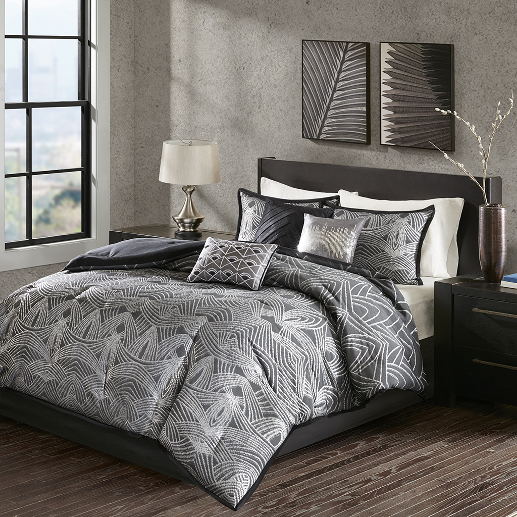 

Madison Park - Valentina Comforter Set - Black - Queen