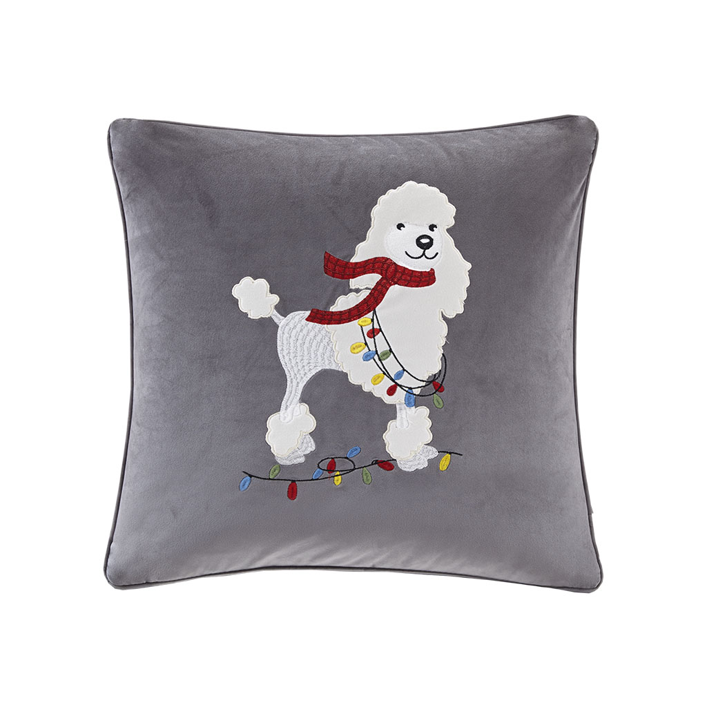 

Madison Park - Francy The Holiday Poodle Square Dec Pillow - Grey - 20x20