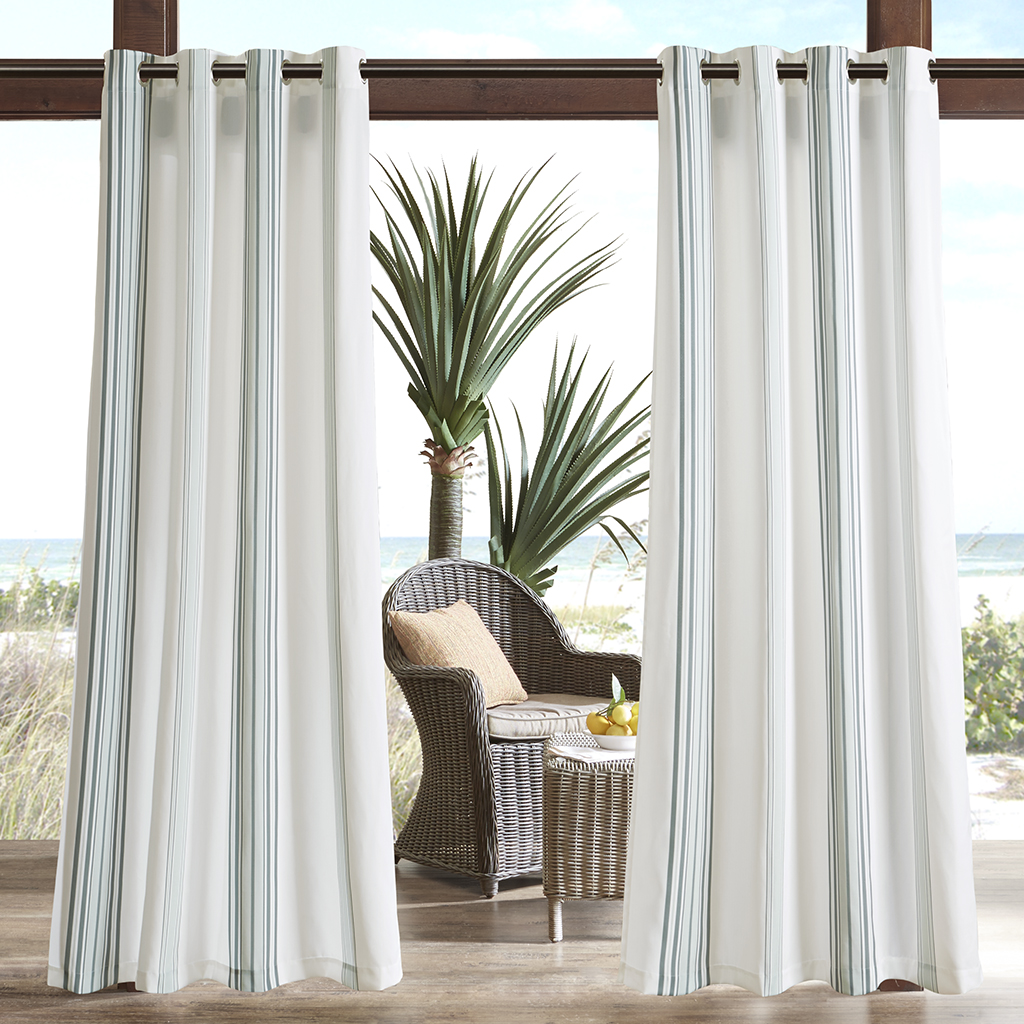 

Madison Park - Newport Printed Stripe 3M Scotchgard Outdoor Panel - Grey - 84" Panel