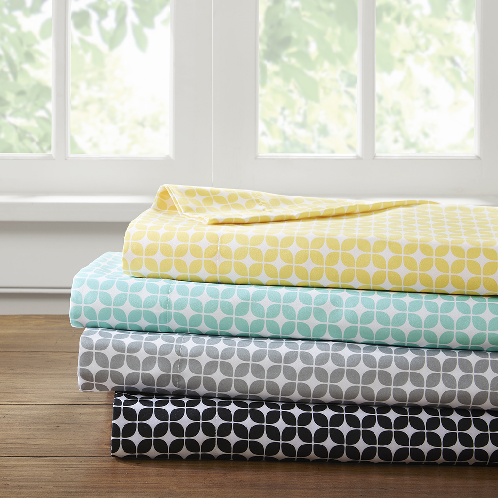 

Intelligent Design - Lita Print Microfiber Sheet Set - Yellow - Queen