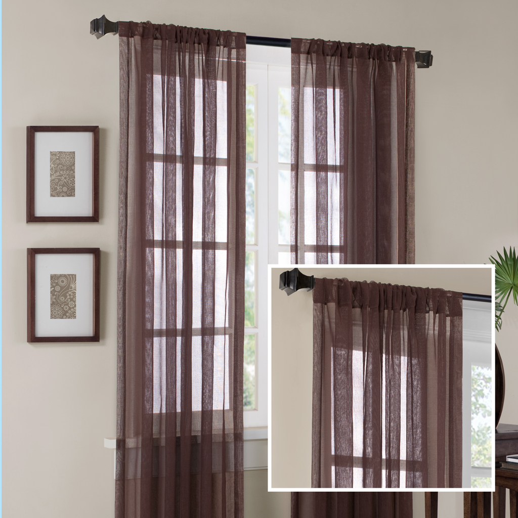 

Madison Park - Faux Linen Faux Linen Sheer Curtain - Brown - 84" Panel