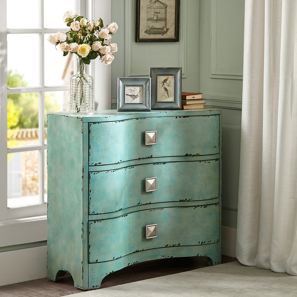 

Madison Park - Fulton Crackle Bombe Chest - Blue - See below