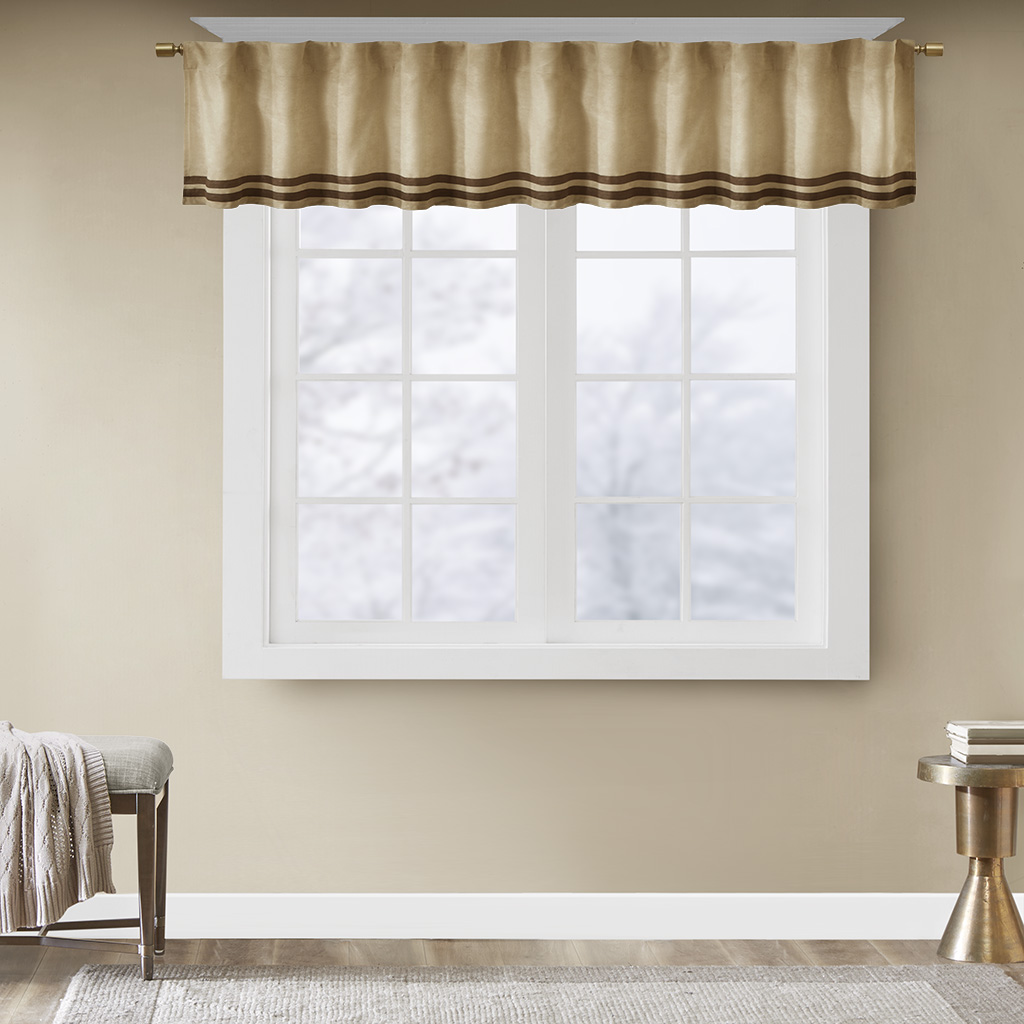 

Madison Park - Dune Microsuede Striped Window Valance - Beige - 50x18