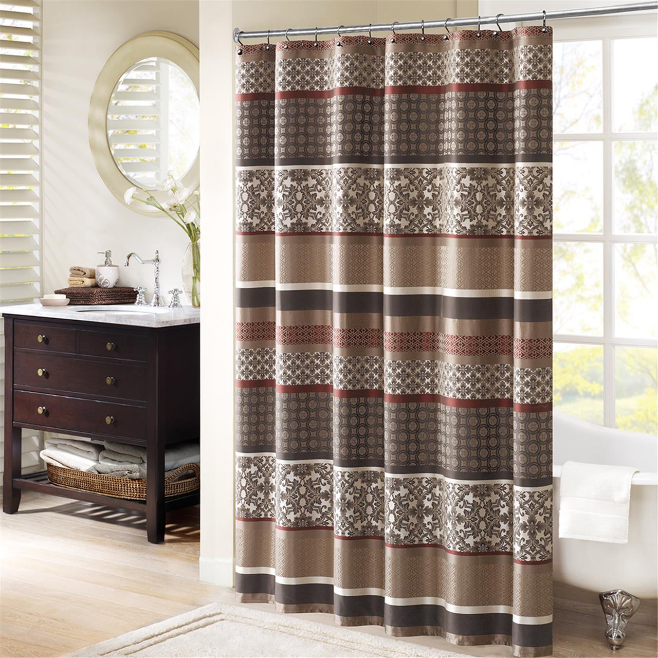 

Madison Park - Princeton Jacquard Shower Curtain - Red - 72x72