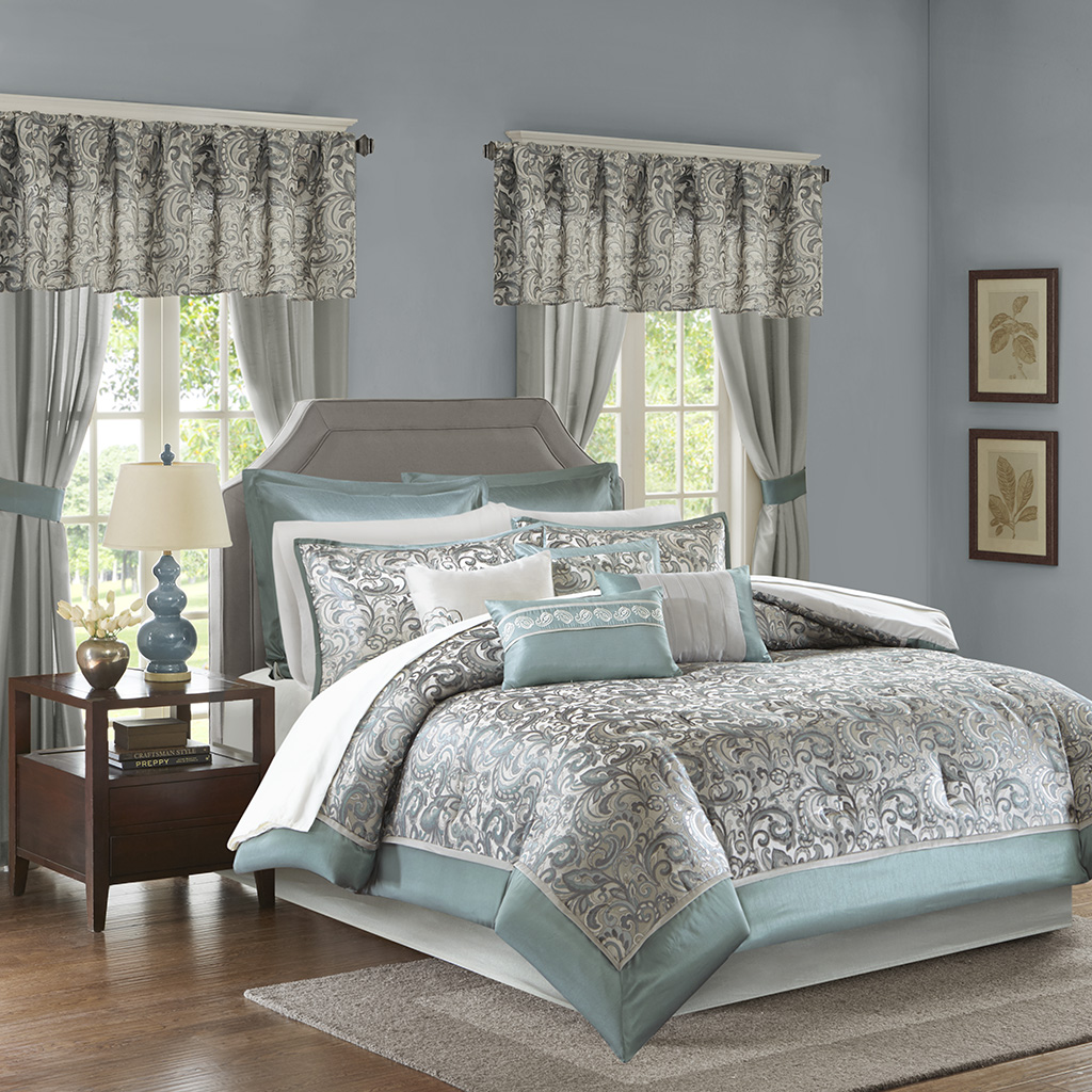 

Madison Park Essentials - Brystol 24 Piece Room in a Bag - Teal - Cal King