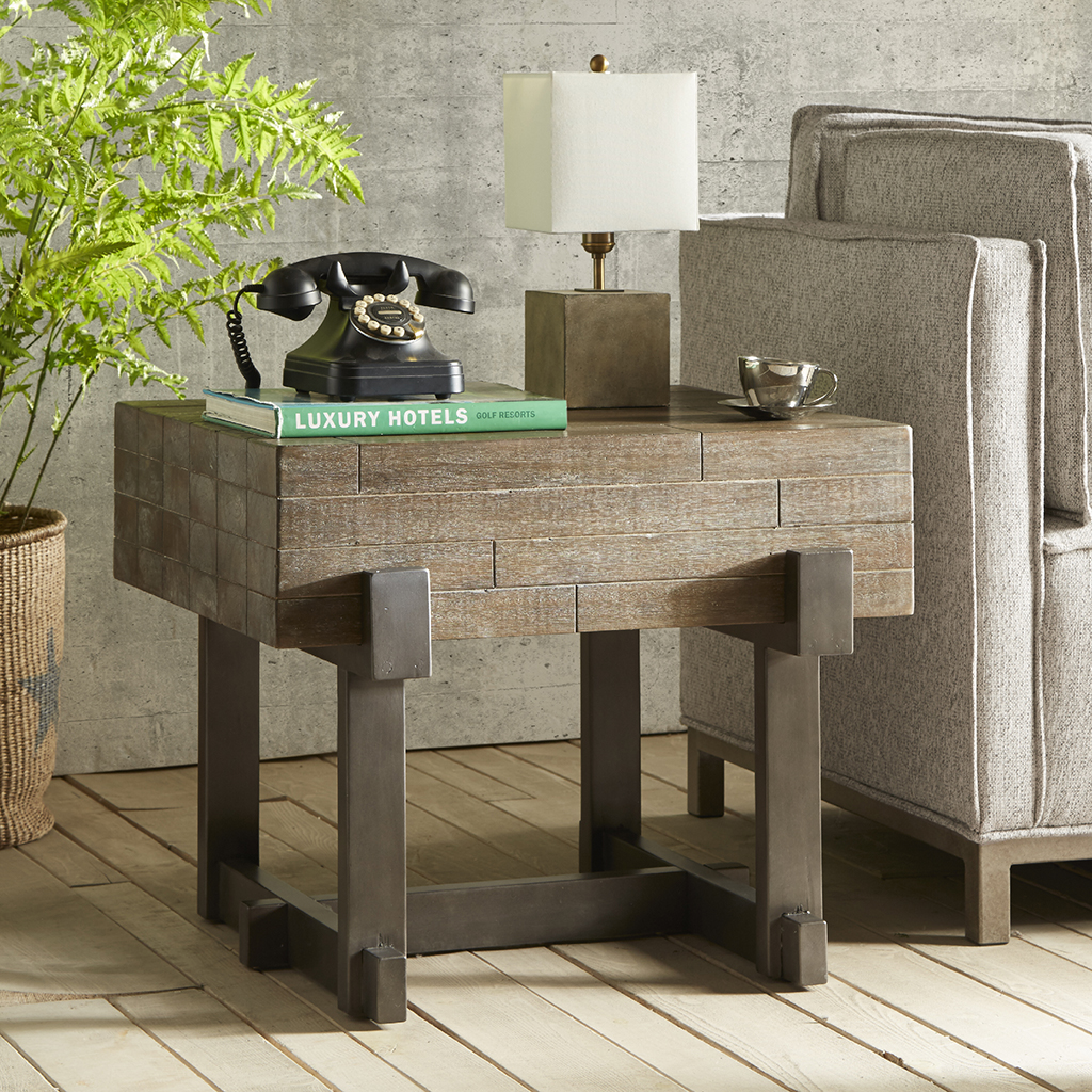 

INK+IVY - Timber End Table - Reclaimed Brown/ Gun Metal - See below