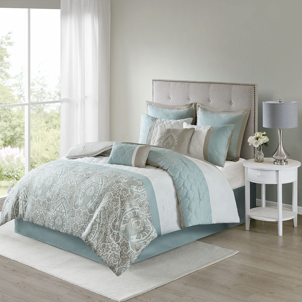 

510 Design - Shawnee 8 Piece Comforter Set - Blue - Cal King