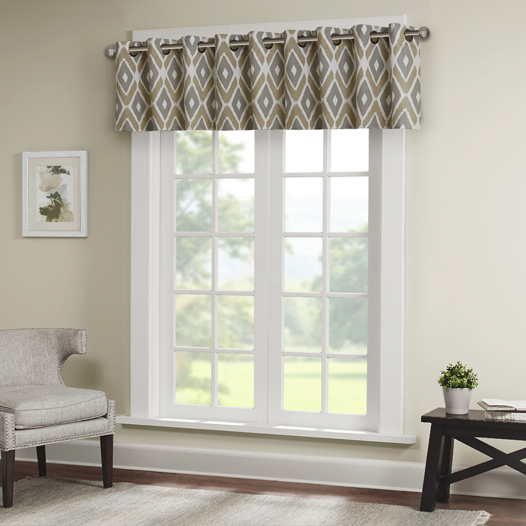 

Madison Park - Ashlin Diamond Printed Valance - Taupe - 50x18
