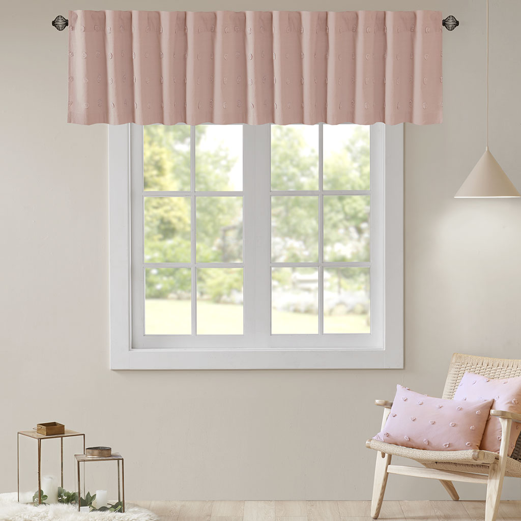 

Urban Habitat - Brooklyn Cotton Jacquard Pom Pom Window Valance - Pink - 50x18