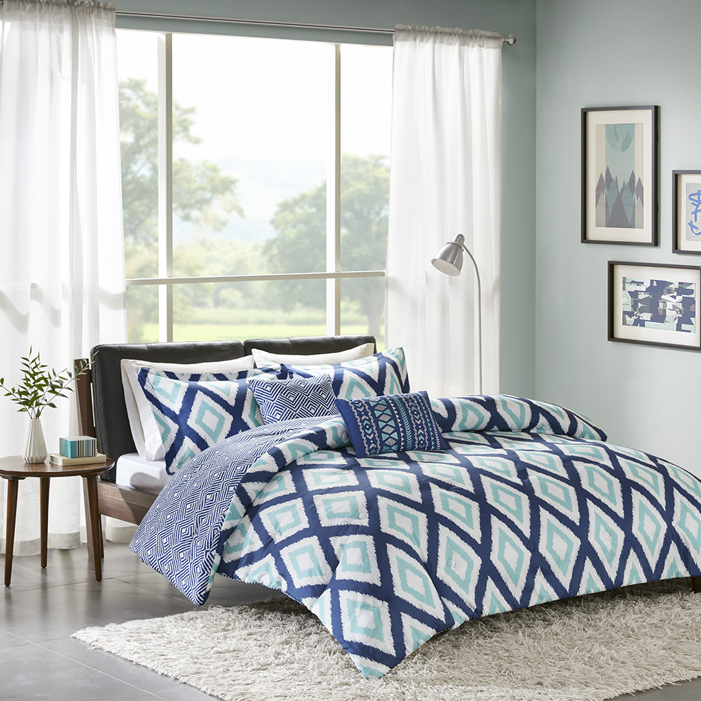 

Avenue 8 - Irina 5 Piece Comforter Set - Indigo - Full/Queen