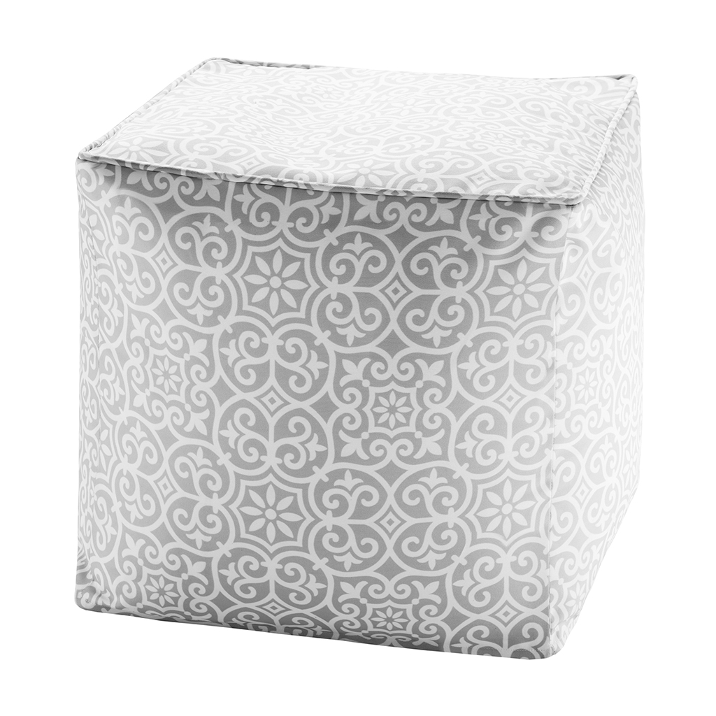 

Madison Park - Aptos Printed Fret 3M Scotchgard Outdoor Pouf - Grey - 18x18x18