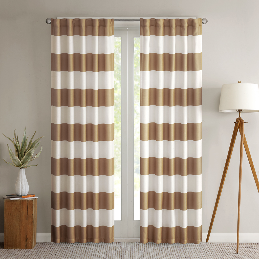 

Madison Park - Parker Stripe Window Curtain Pair - Gold - 42x84