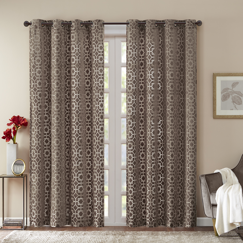 

Madison Park - Elton Window Curtain Pair - Taupe - 95" Panel