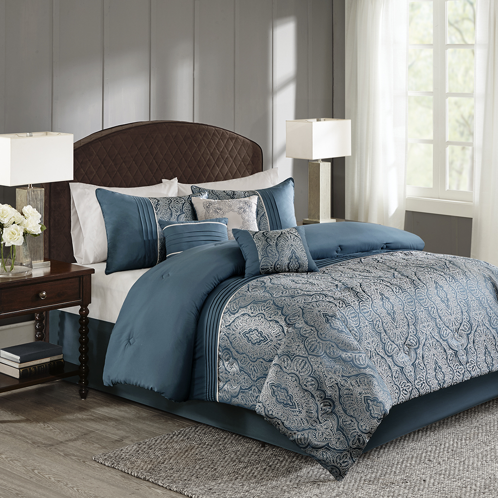 

Home Essence - Chateau Mist 7 Piece Comforter Set - Teal - Queen