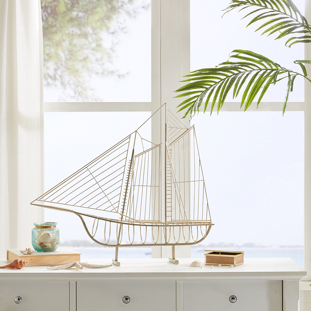 

Madison Park Signature - Kingston Iron Wire Decor Ship - Gold - Large