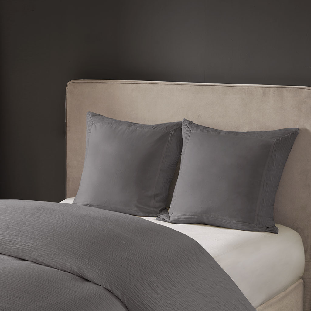 

N Natori - Hanae Cotton Blend Yarn Dyed Euro Sham - Grey - 26x26