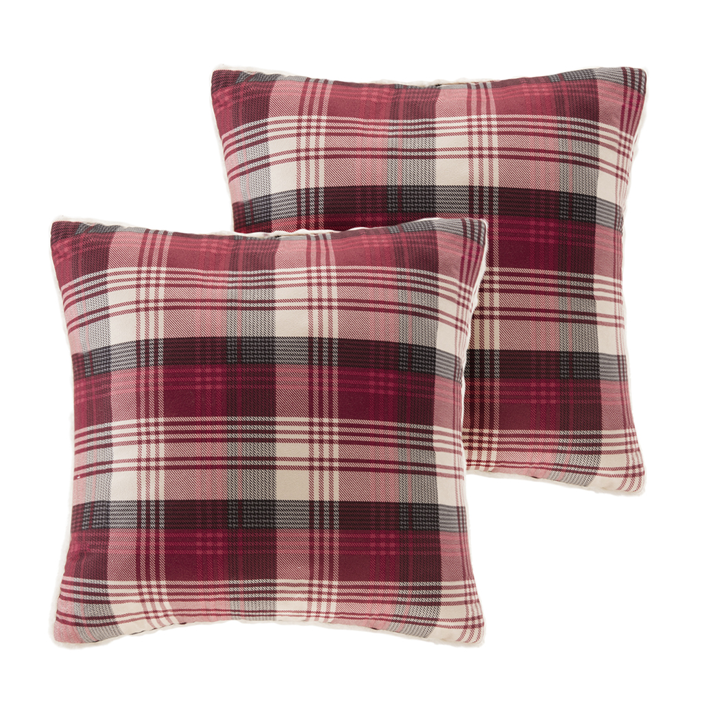 

Woolrich - Tasha Softspun to Berber Square Pillow Pair - Red - 18x18