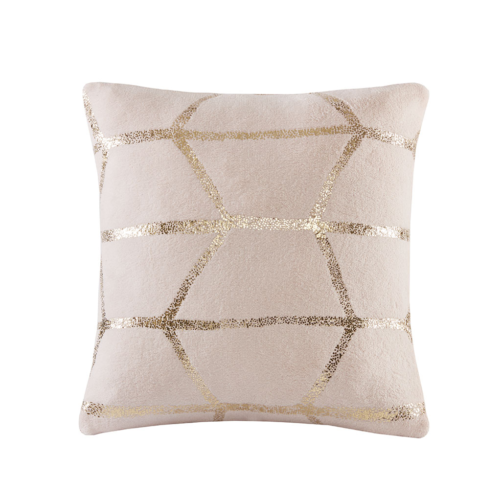 

Intelligent Design - Raina Metallic Print Decorative Pillow - Blush - 18x18