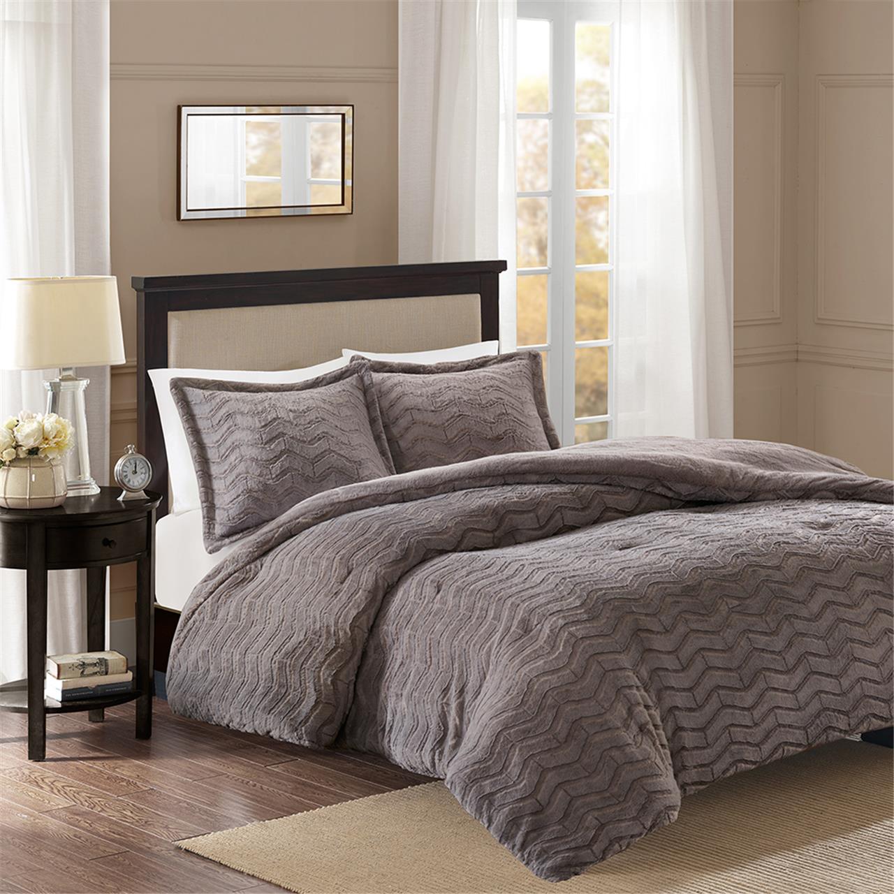 

Madison Park - Sloan Plush Down Alternative Comforter Mini Set - Grey - Twin