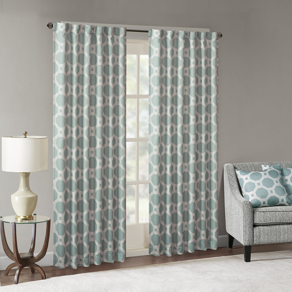 

Madison Park - Charis Poly Jacquard Window Panel - Aqua - 50x84