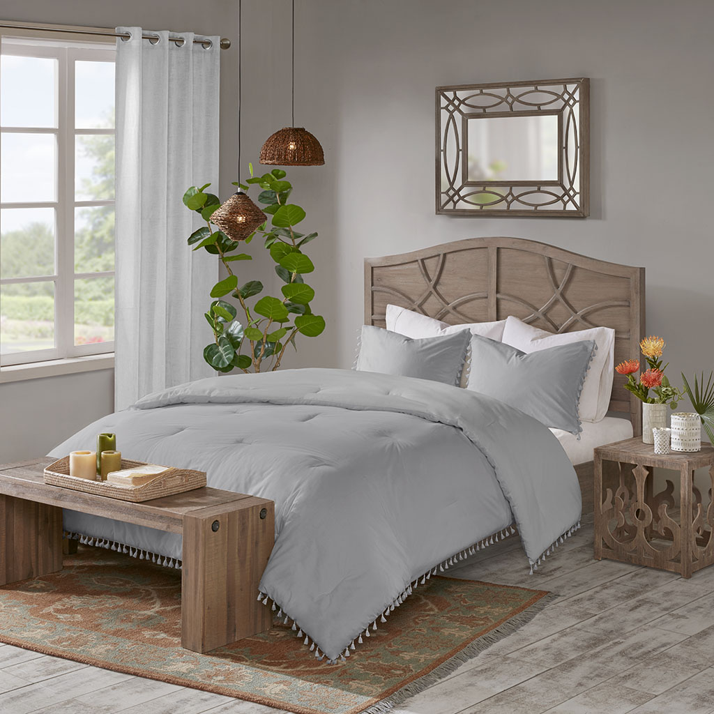 

Madison Park - Lillian 3 Piece Cotton Comforter Set - Grey - King/Cal King
