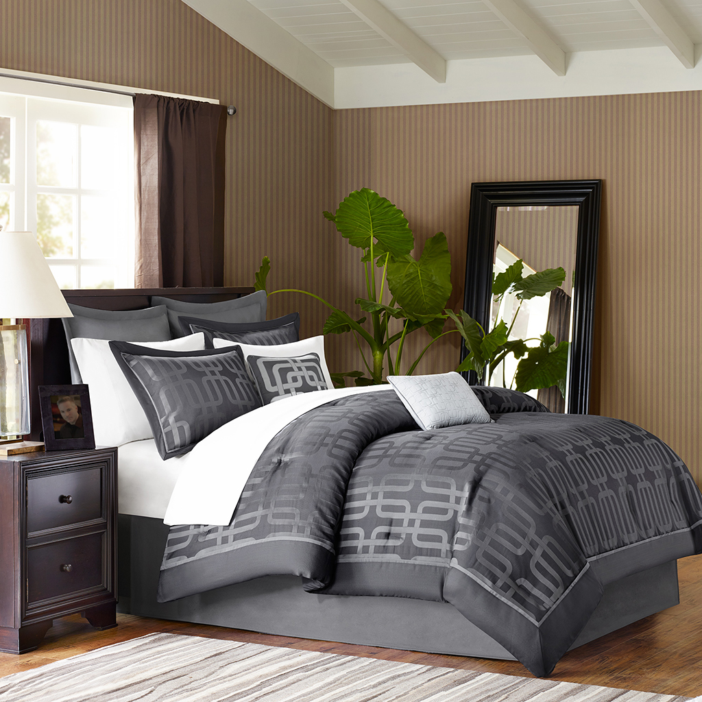 

Madison Park - Gaven 12 Piece Comforter Set - Grey - Queen