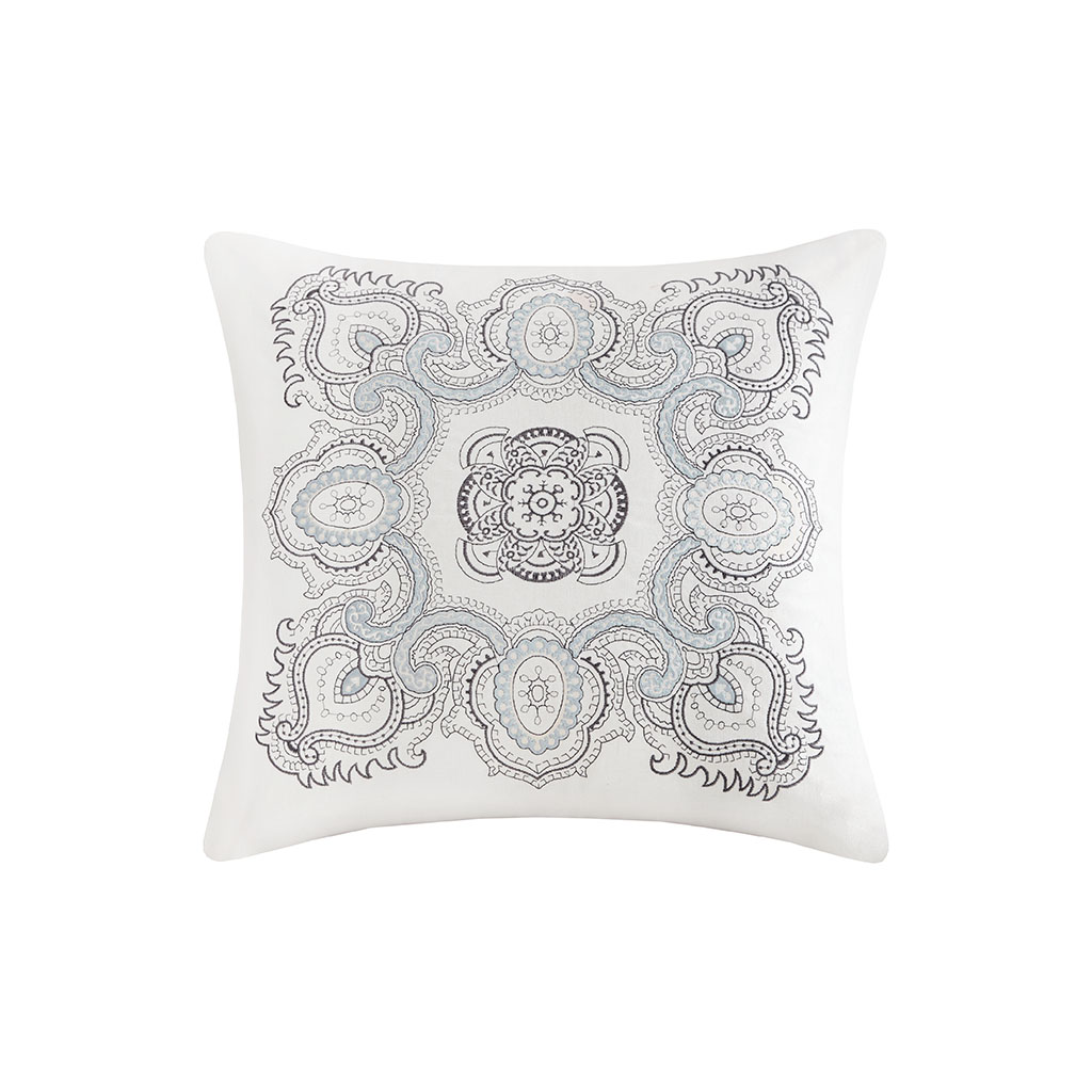 

Echo Design - Larissa Embroidered Cotton Decorative Pillow - White - 18x18