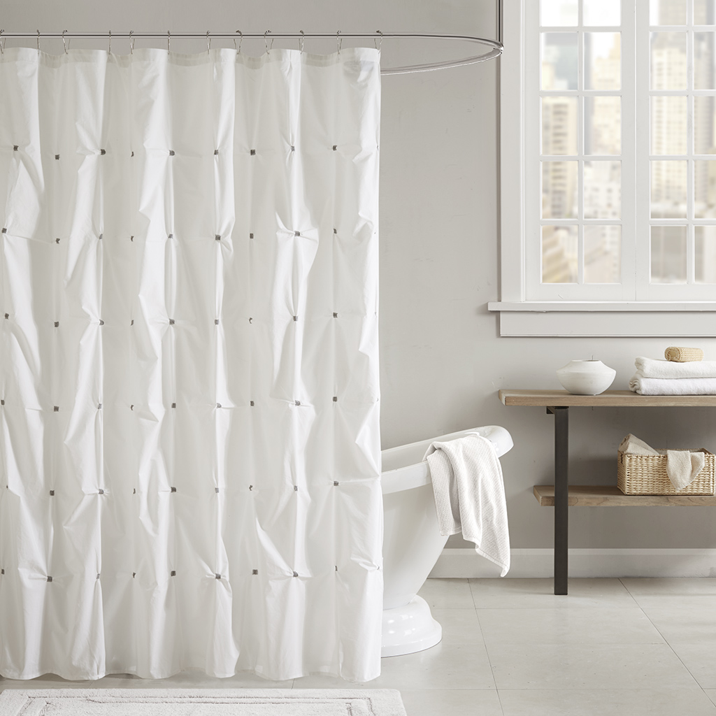 

INK+IVY - Masie Cotton Shower Curtain - White - 72x72