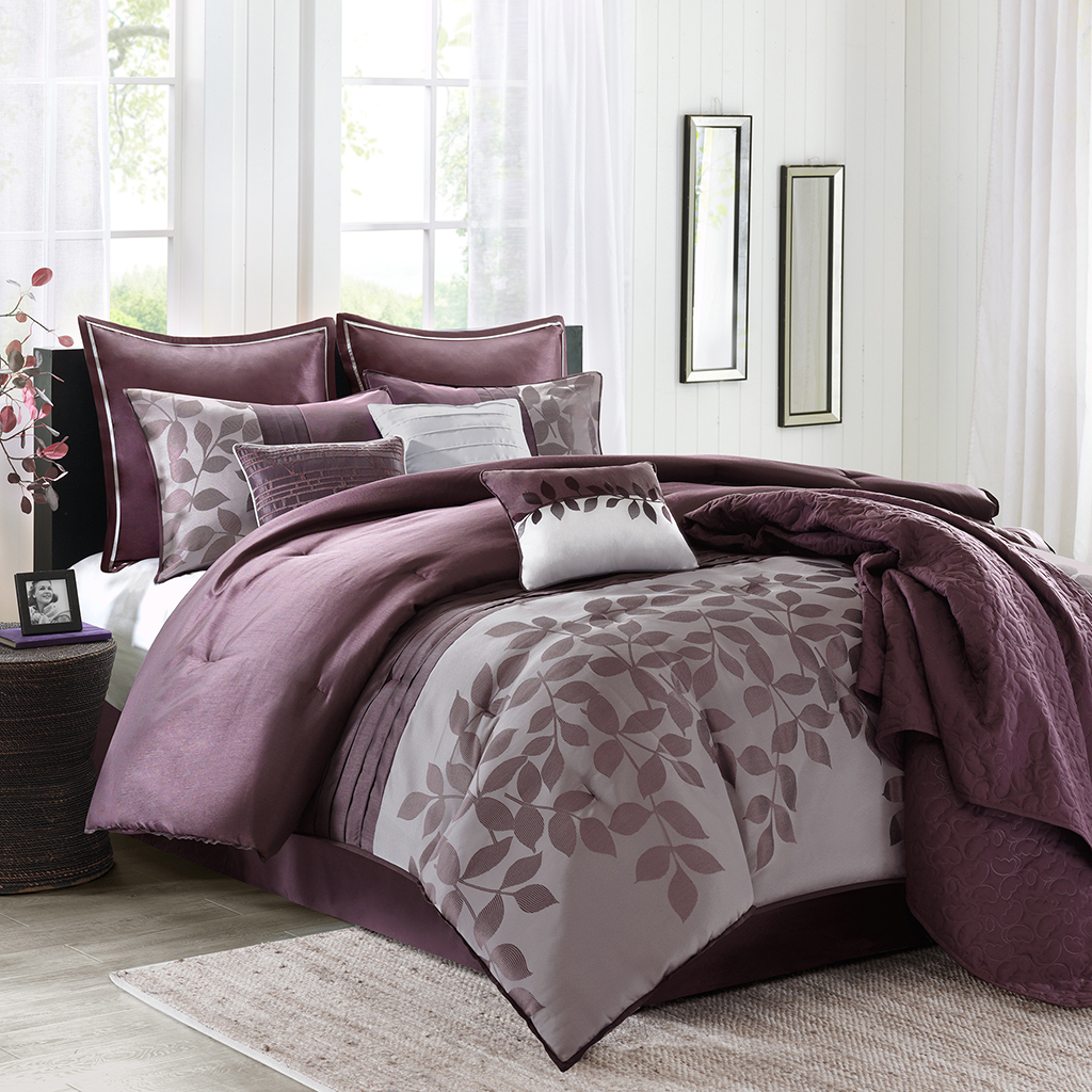 

Madison Park - Lauren 10 Piece Comforter and Coverlet Set - Purple - Queen