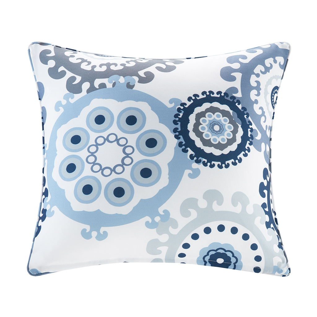 

Madison Park - Laguna Printed Medallion 3M Scotchgard Outdoor Square Pillow - Indigo/Blue - 20x20