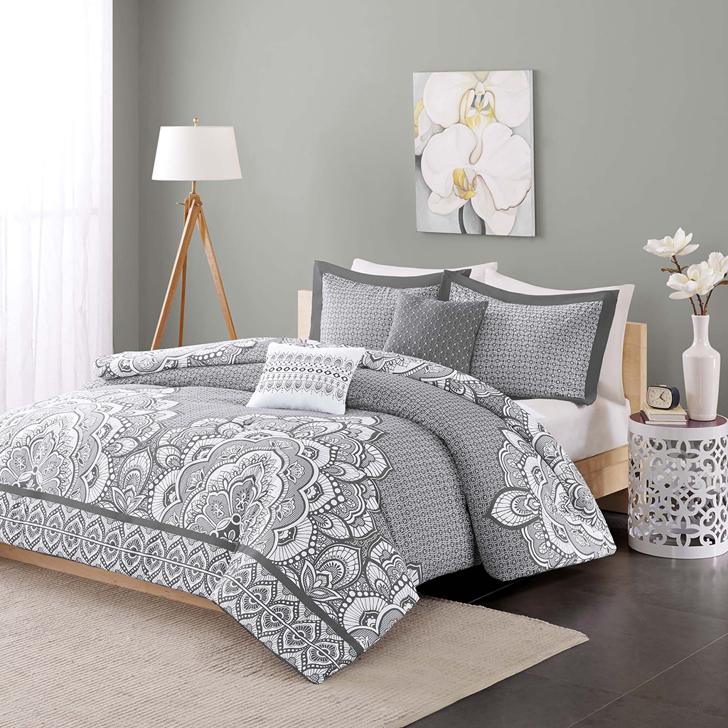 

Intelligent Design - Isabella Duvet Cover Set - Grey - Full/Queen