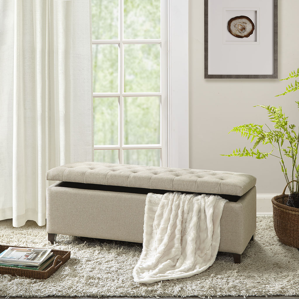 

Madison Park - Shandra Tufted Top Storage Bench - Linen - See below