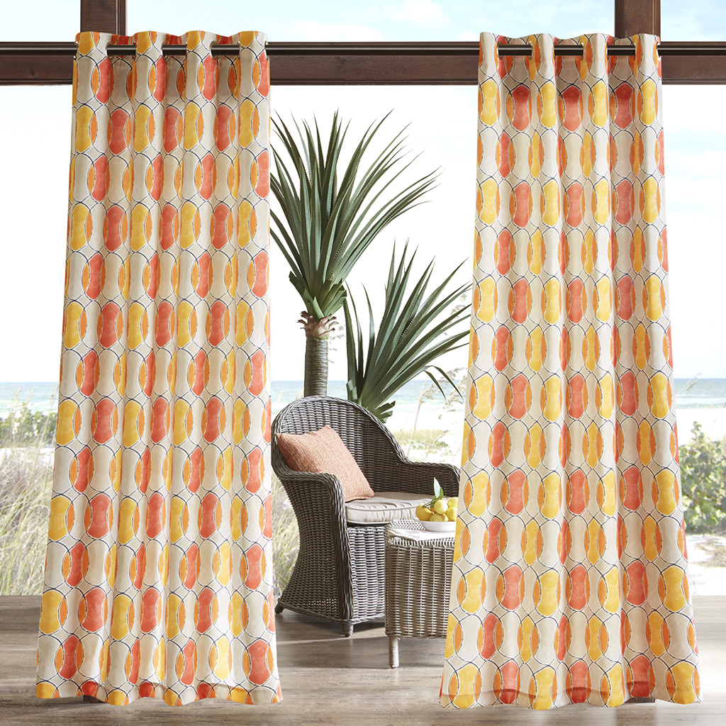 

Madison Park - Gaviota Printed Circles 3M Scotchgard Outdoor Panel - Orange/Pink - 95" Panel