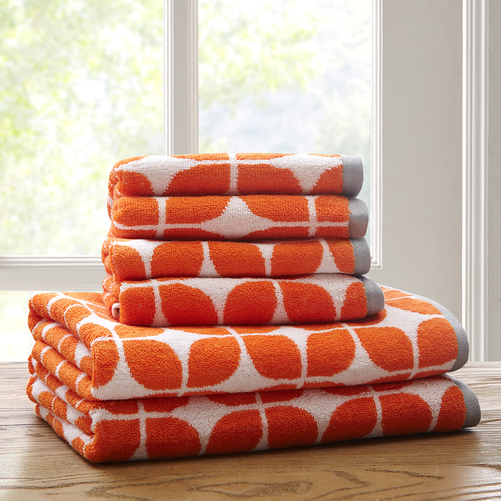 

Intelligent Design - Lita 6 Piece Cotton Jacquard Towel Set - Orange - See below