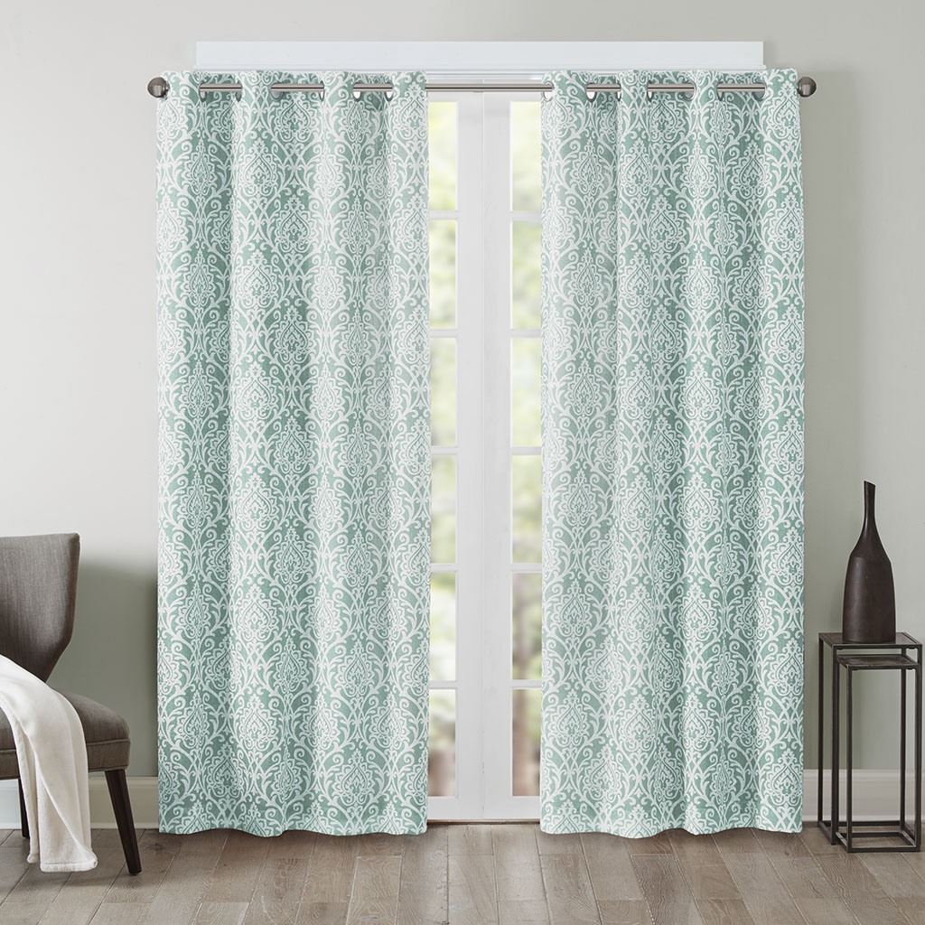 

Madison Park - Barto Texture Damask Printed Panel - Aqua - 84" Panel