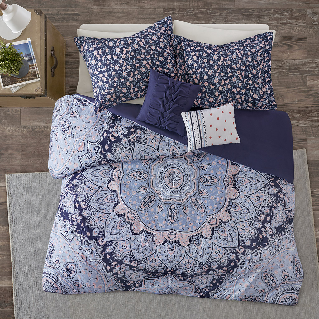

Intelligent Design - Odette Boho Duvet Cover Set - Blue - Full/Queen