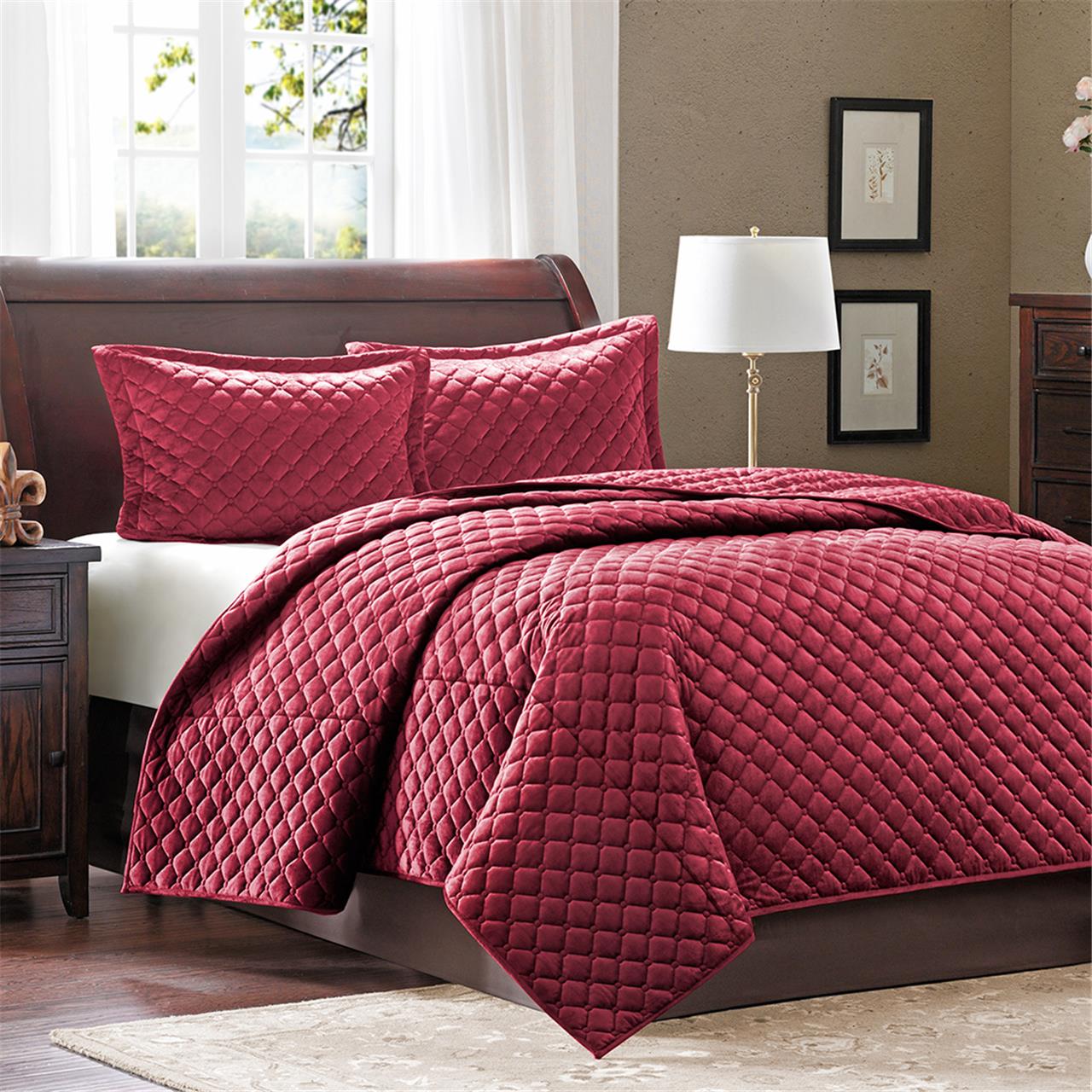 

Home Essence - Mink 3 Piece Coverlet Set - Red - King