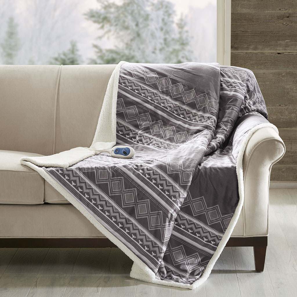 

Woolrich - Anderson Oversized Mink to Berber Heated Throw - Grey - 60x70