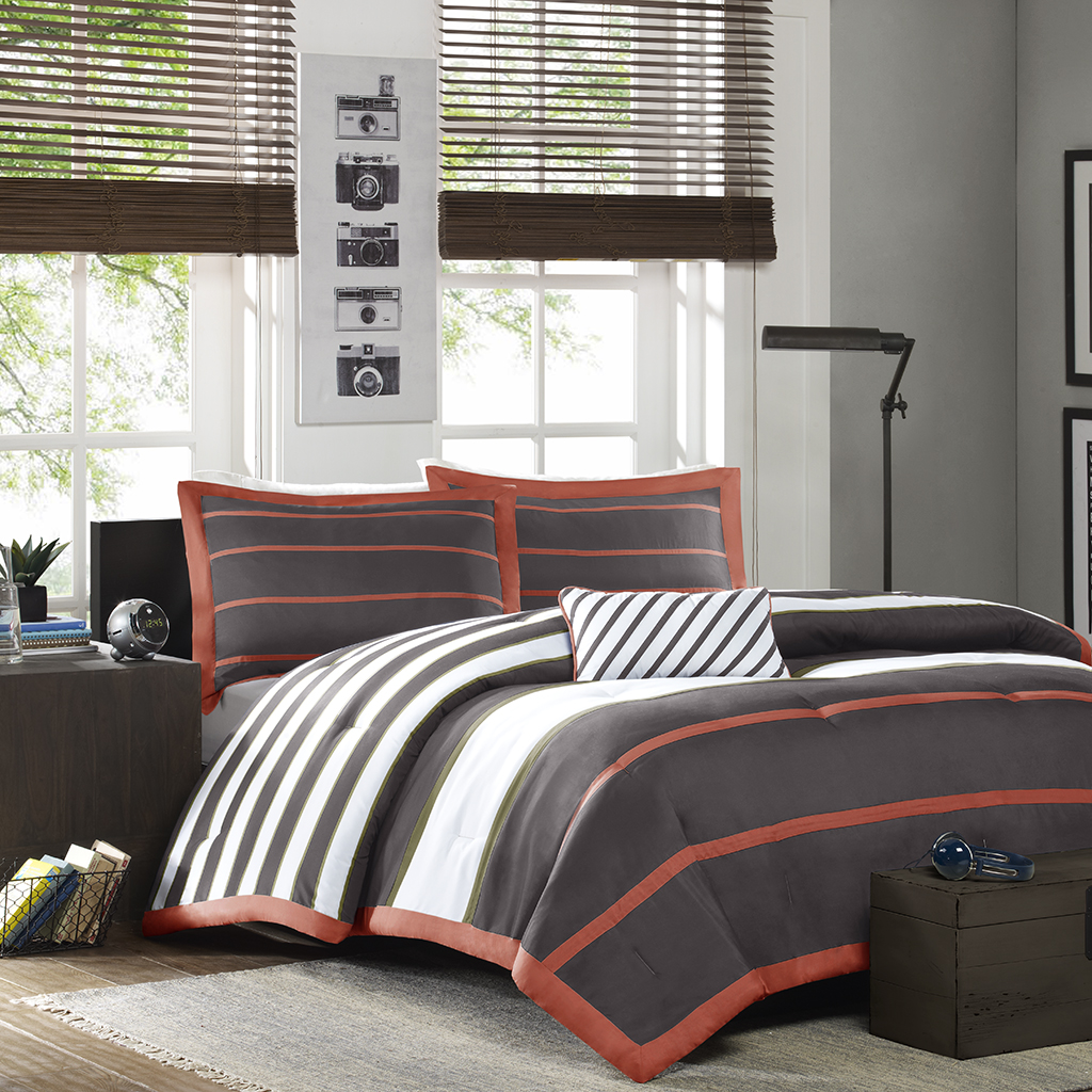 

Mi Zone - Ashton Comforter Set - Orange/Grey - King/Cal King