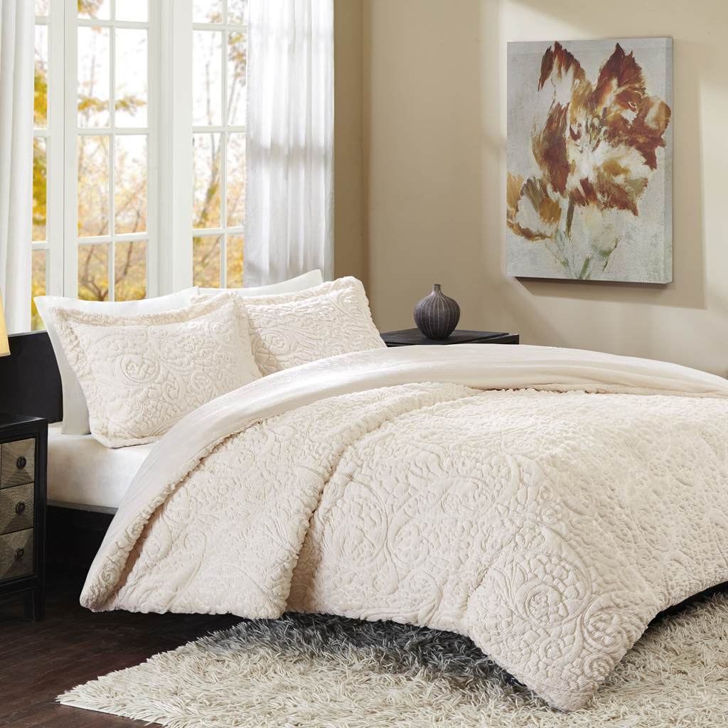 

Madison Park - Norfolk Ultra Plush Comforter Mini Set - Ivory - Twin/Twin XL