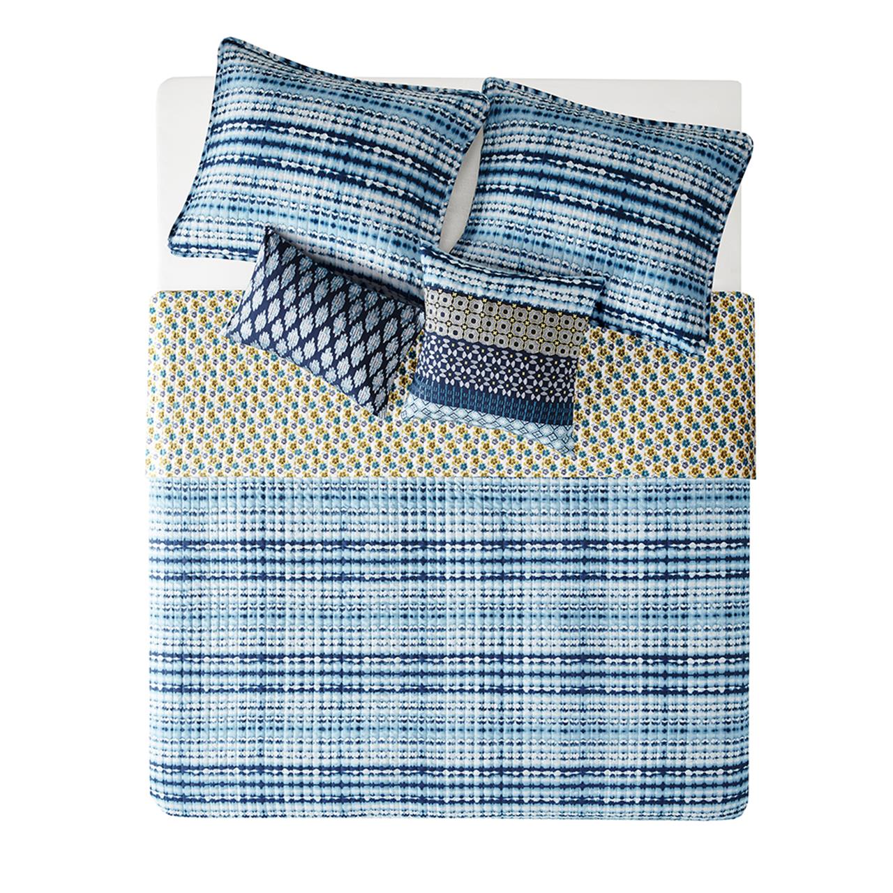 

Josie by Natori - Breeze 5 Piece Reversible Quilt Set - Multi - Full/Queen