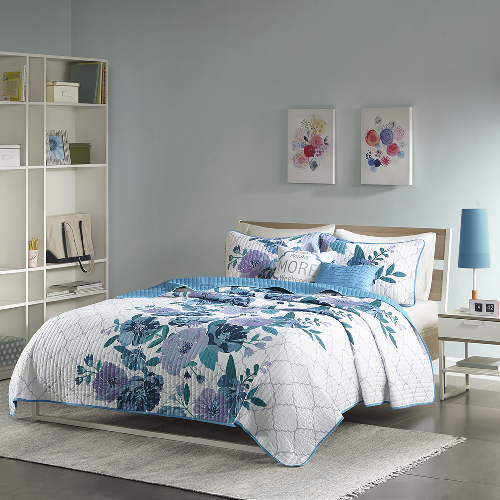 

Intelligent Design - Headley Coverlet Set - Blue - Full/Queen